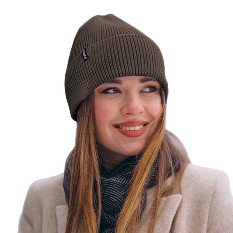 Colisco Soft Warm Cuff Beanie, Cozy Winter Knitted Beanie Hat, Dark Brown