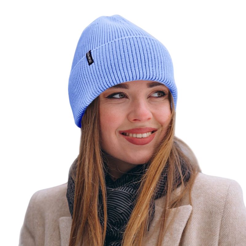 Colisco Soft Warm Cuff Beanie, Cozy Winter Knitted Beanie Hat, Light Blue
