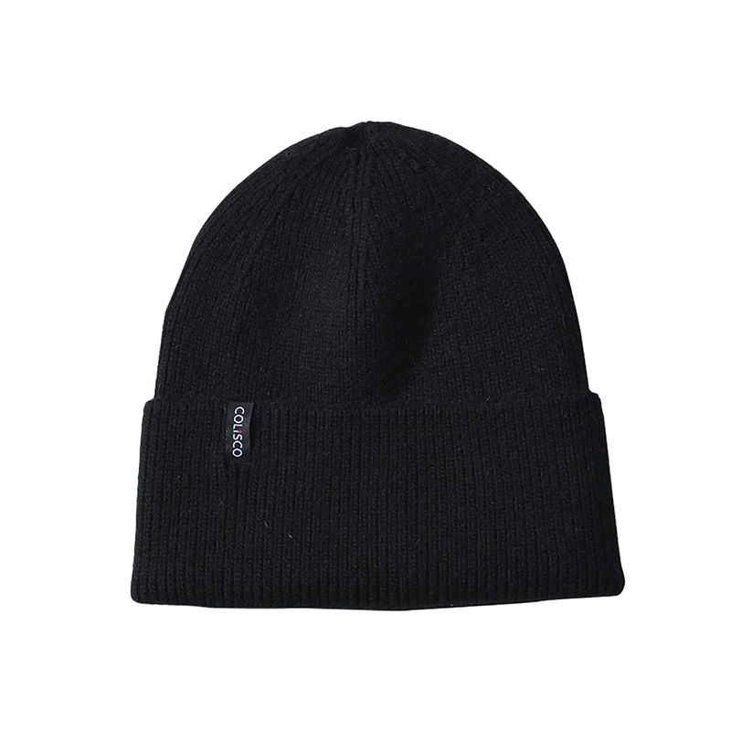 Colisco Soft Warm Cuff Beanie, Cozy Winter Knitted Beanie Hat, Black