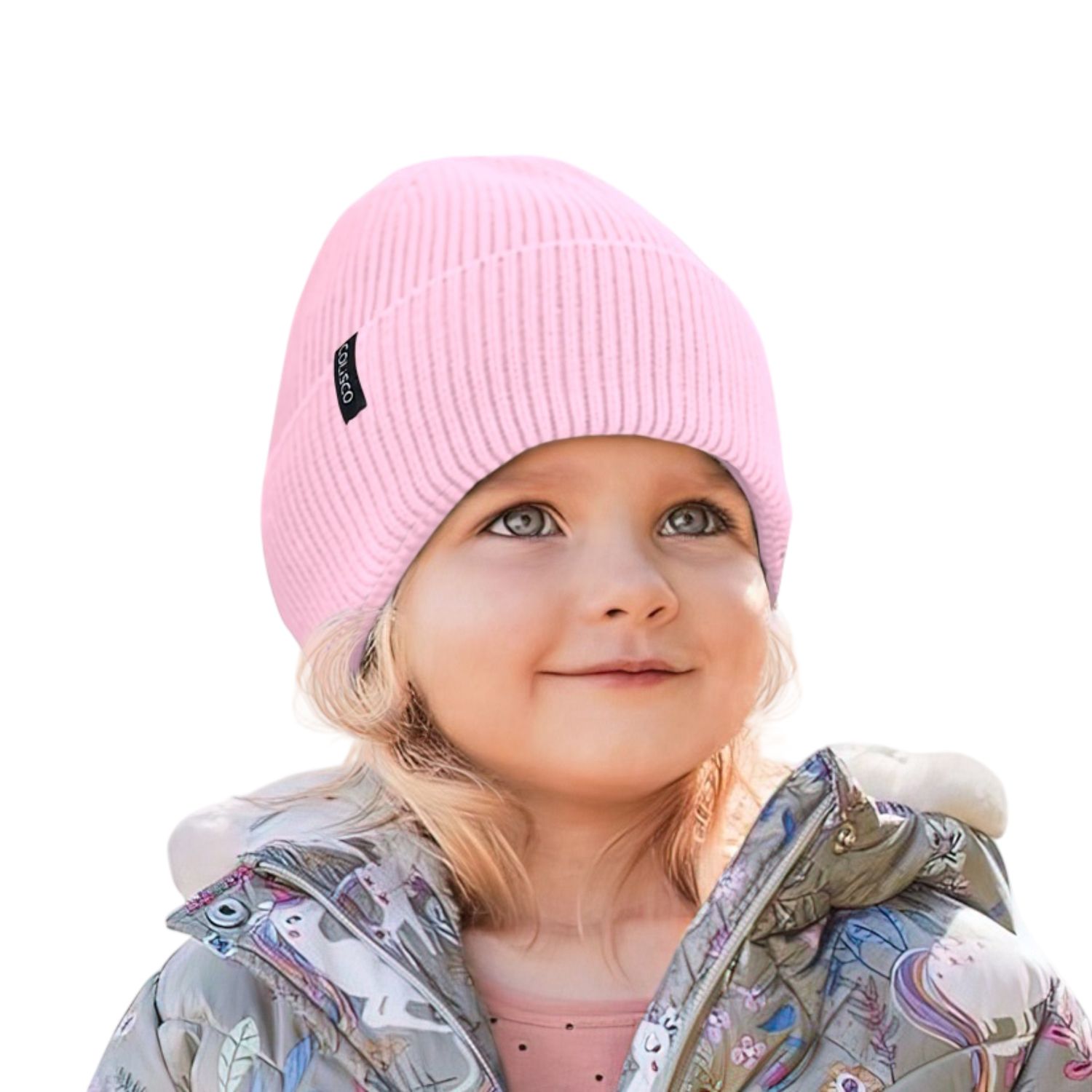 Colisco Soft Warm Cuff Kids Beanie, Light Pink