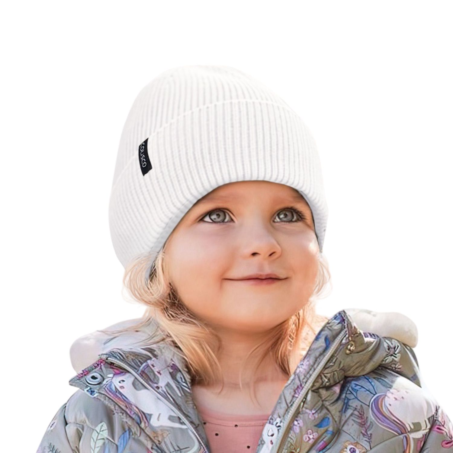 Colisco Soft Warm Cuff Kids Beanie, White