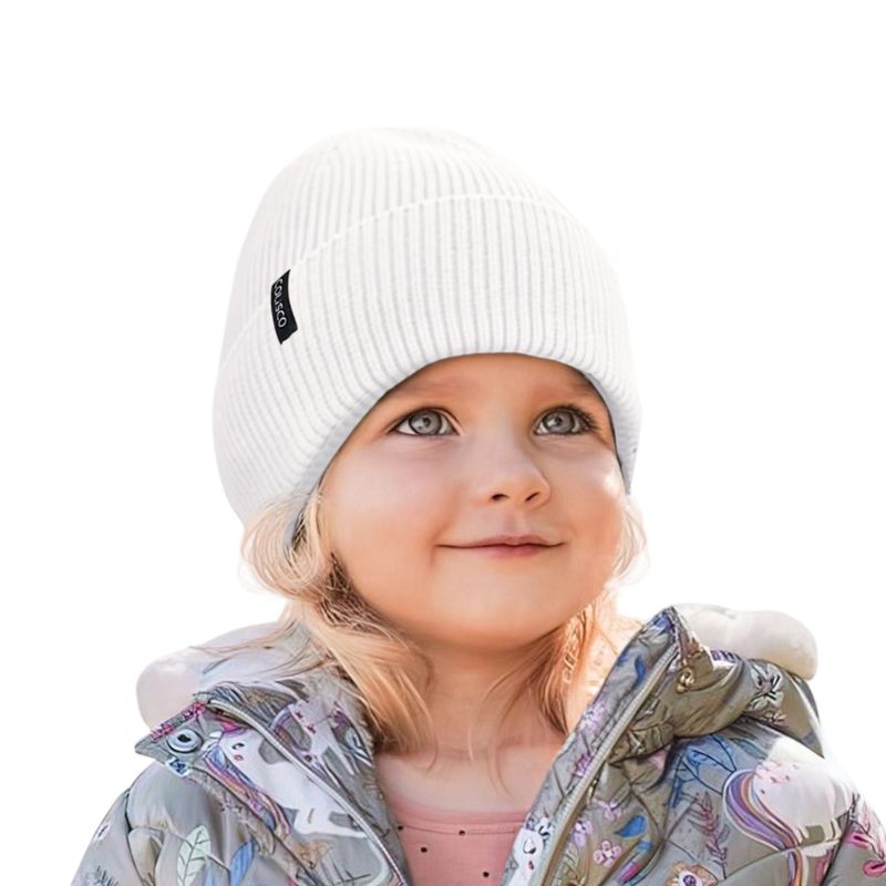 Colisco Soft Warm Cuff Kids Beanie, White