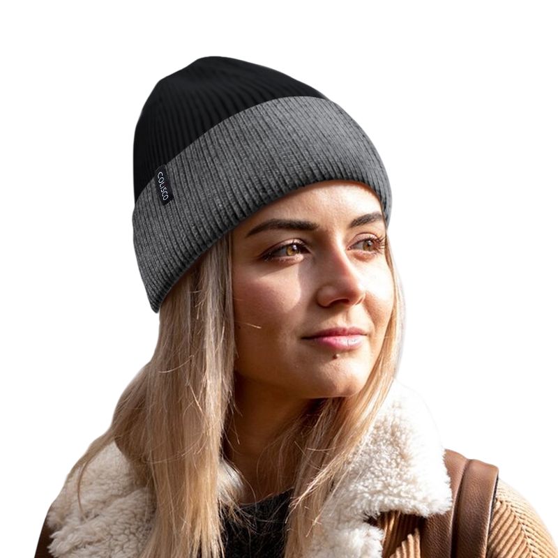 Colisco Bicolor Beanie, Black/Dark Grey