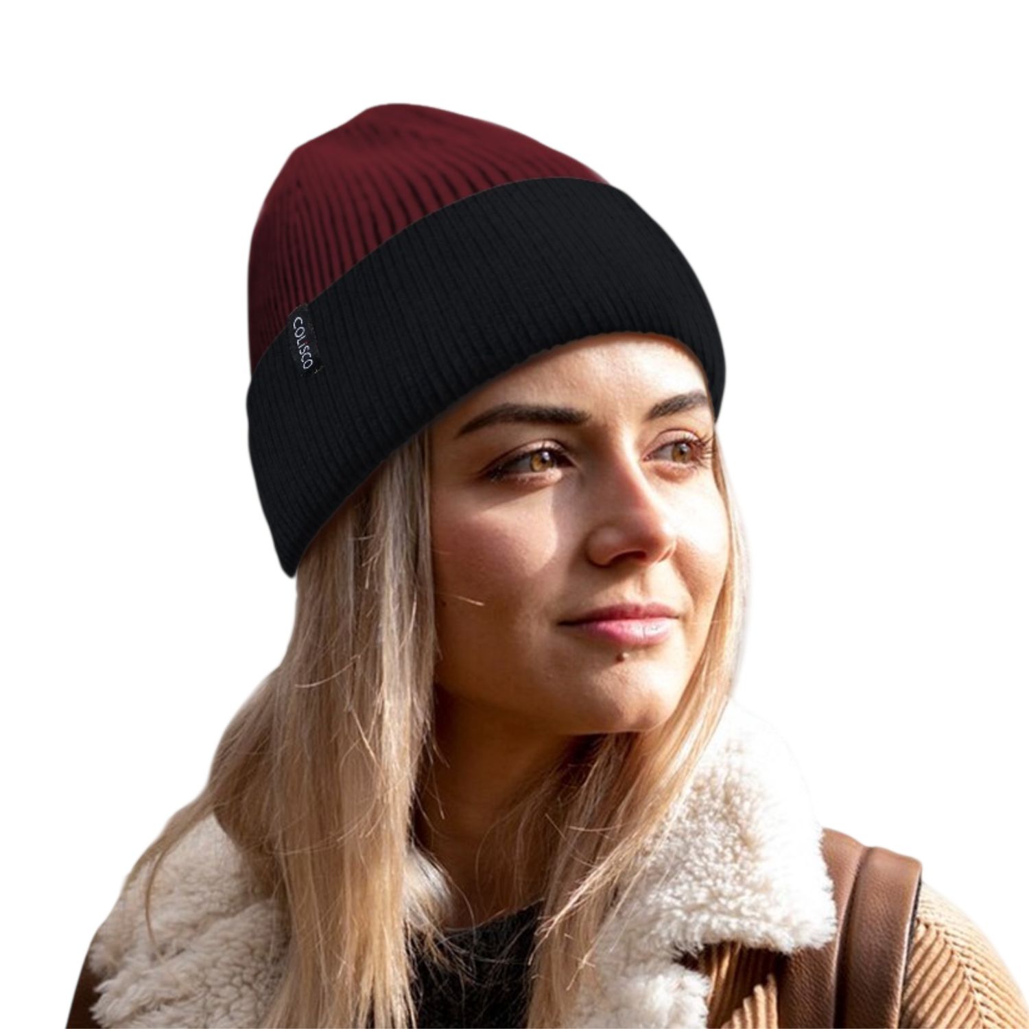Colisco Bicolor Beanie, Burgundy/Black