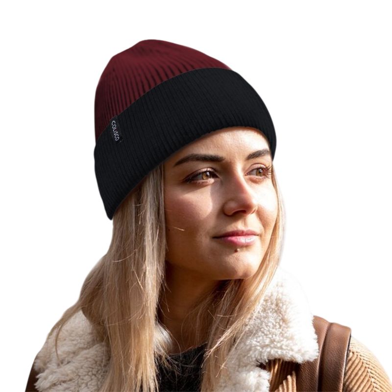 Colisco Bicolor Beanie, Burgundy/Black