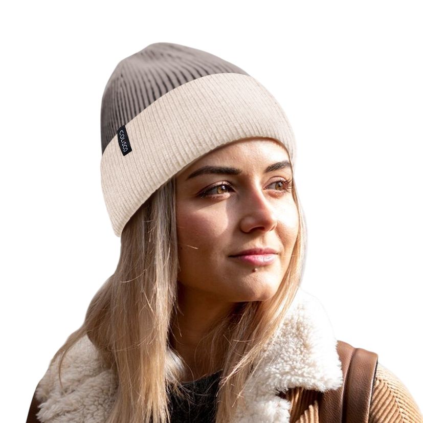 Colisco Bicolor Beanie, Taupe/Cream