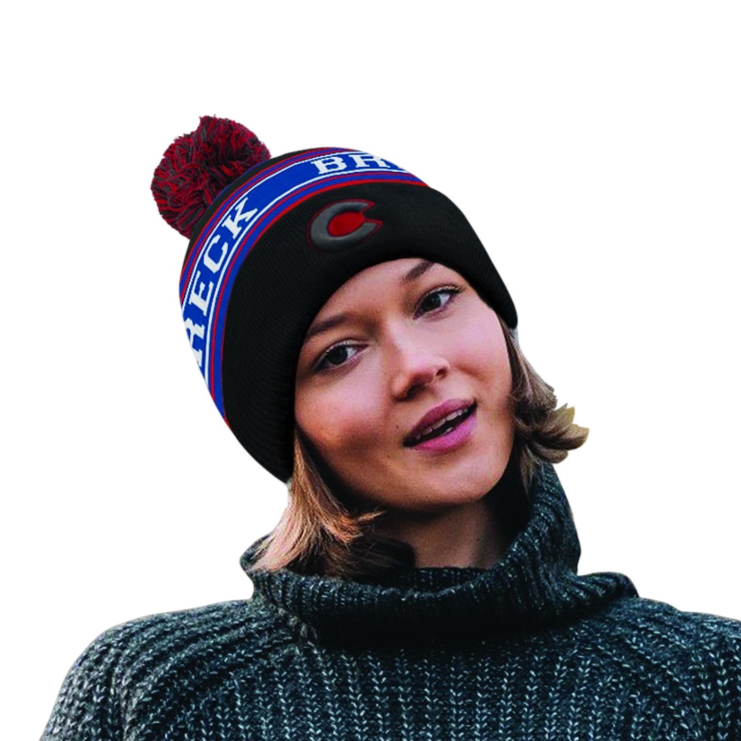 Colisco Soft Warm Customizable Pompom Beanies, Multicolored 10227