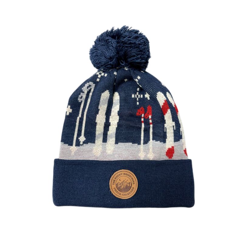Colisco Soft Warm Customizable Pompom Beanies, Navy/White