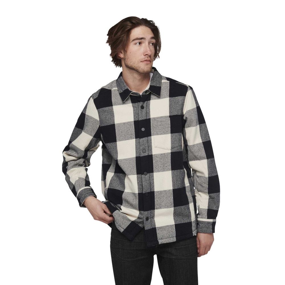 Black Diamond Men's Project Lined Flannel, Color: Black-Off White, Size: M