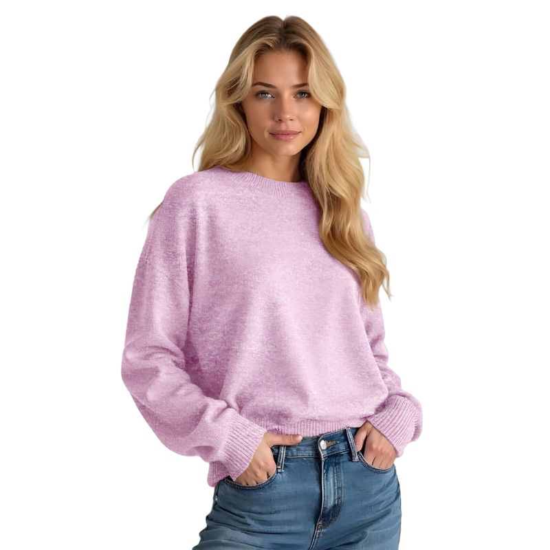 Colisco's 100% Pure Cashmere Crew Neck Sweater, Pink Heather