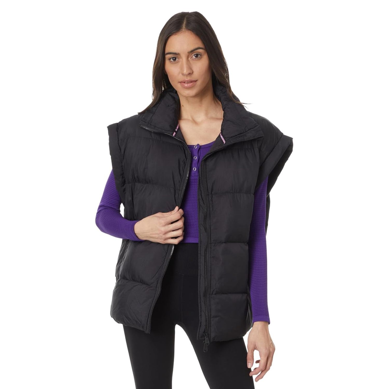 Free People Women's in a Bubble Puffer Vest, Color: Black, Size: Medium