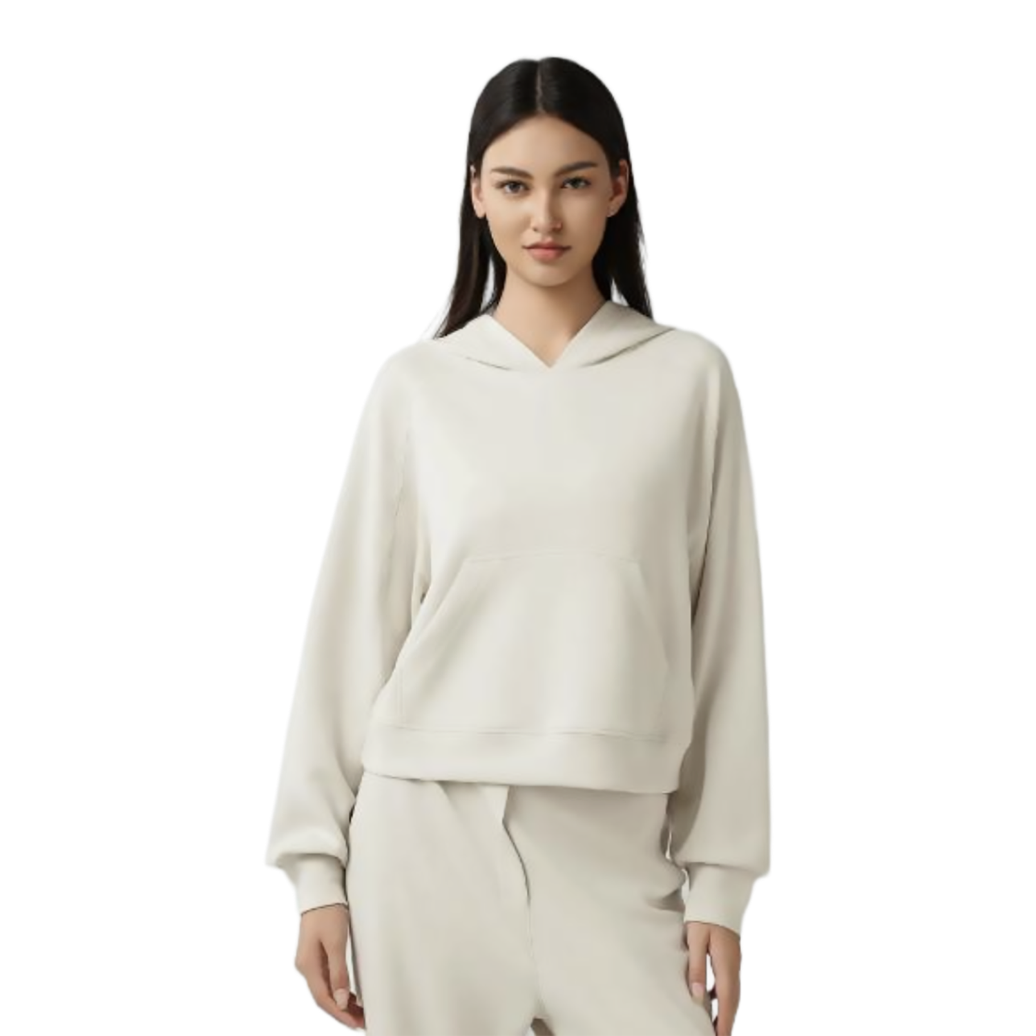 Colisco Crop Hoodie Sweatshirt, Eggshell, Color: Eggshell, Size: 4