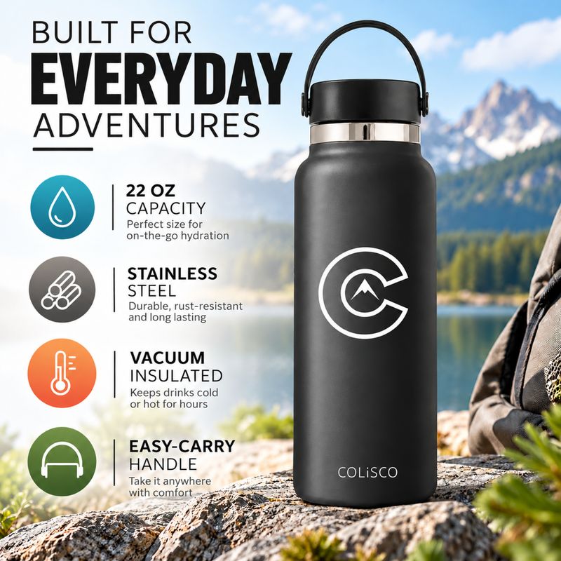 Colorado Colisco Insulated Stainless Steel Water Bottle, 22 oz