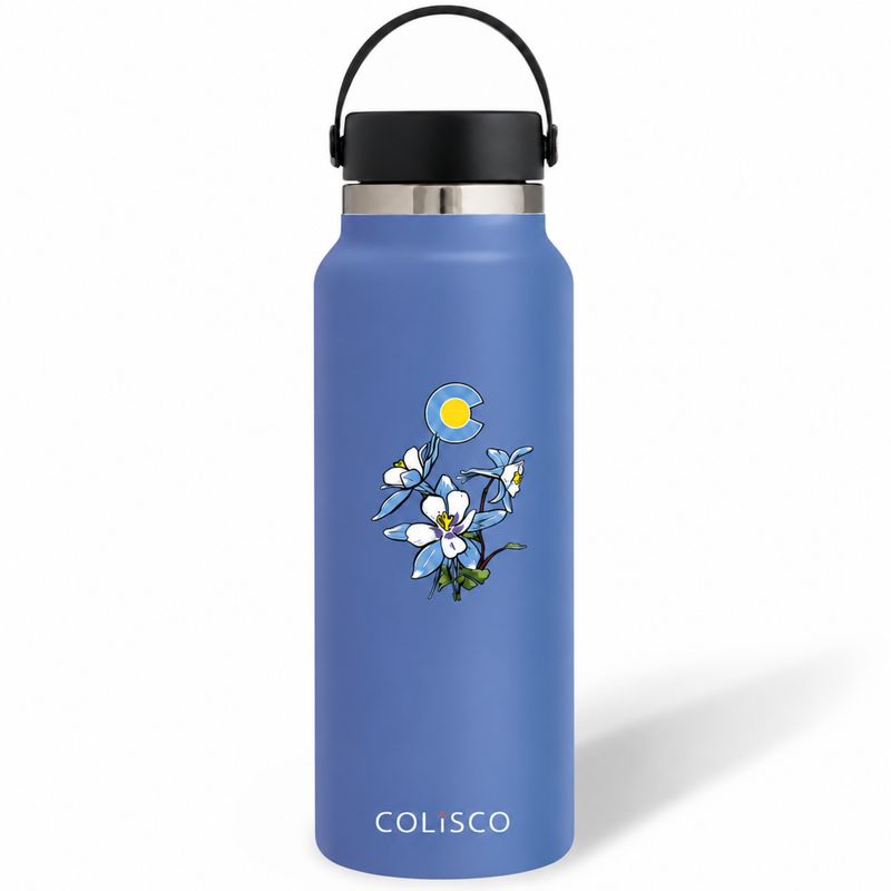 Colorado Columbine Stainless Steel Water Bottle, 22oz
