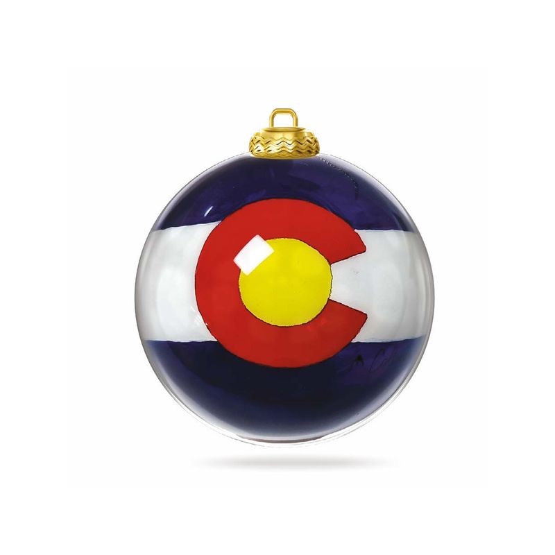 Colisco Colorado Flag Hand Painted Glass Ornament, 80mm