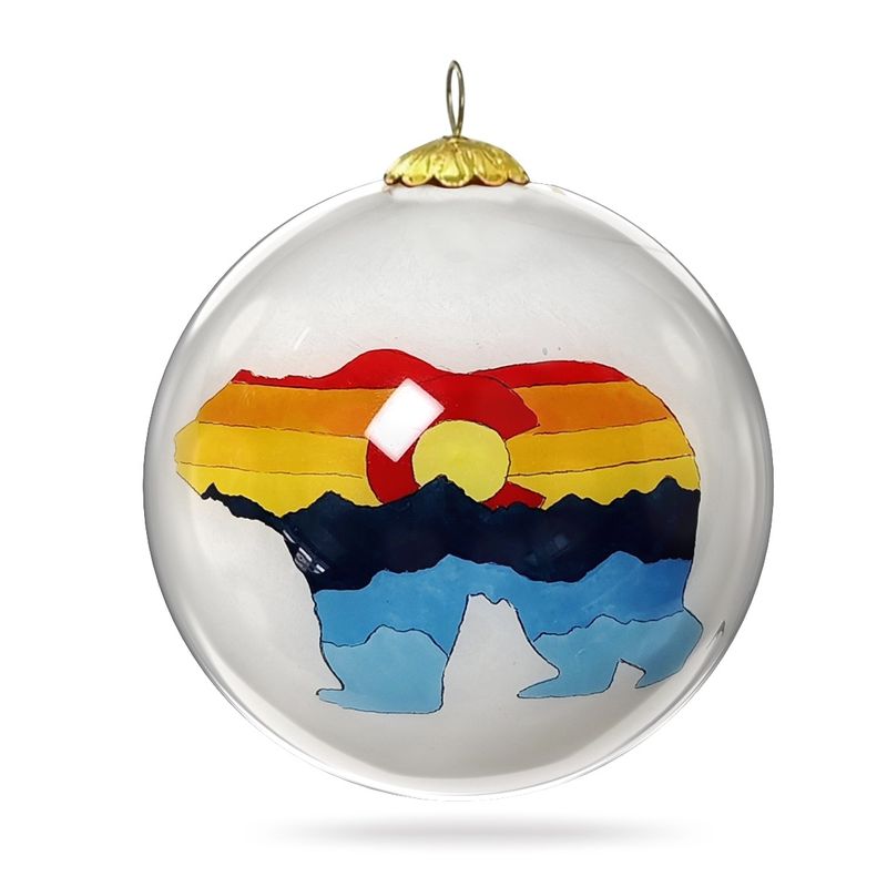 Colisco Colorado Bear Multicolor Hand Painted Glass Ornament, M