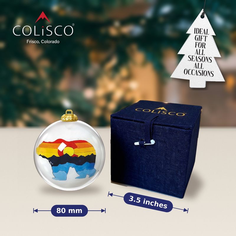 Colisco Colorado Bear Multicolor Hand Painted Glass Ornament, 80mm