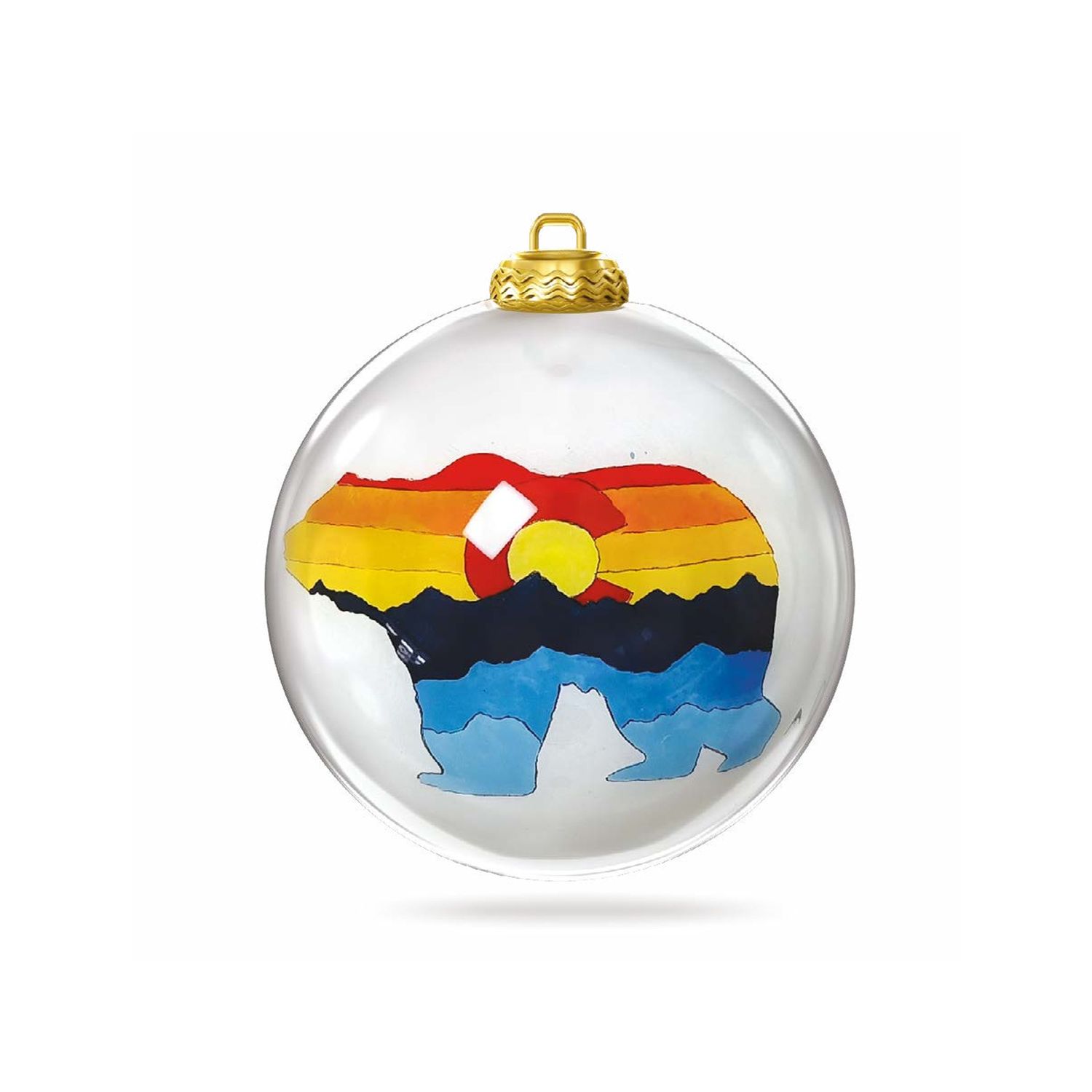 Colisco Colorado Bear Multicolor Hand Painted Glass Ornament, 80mm