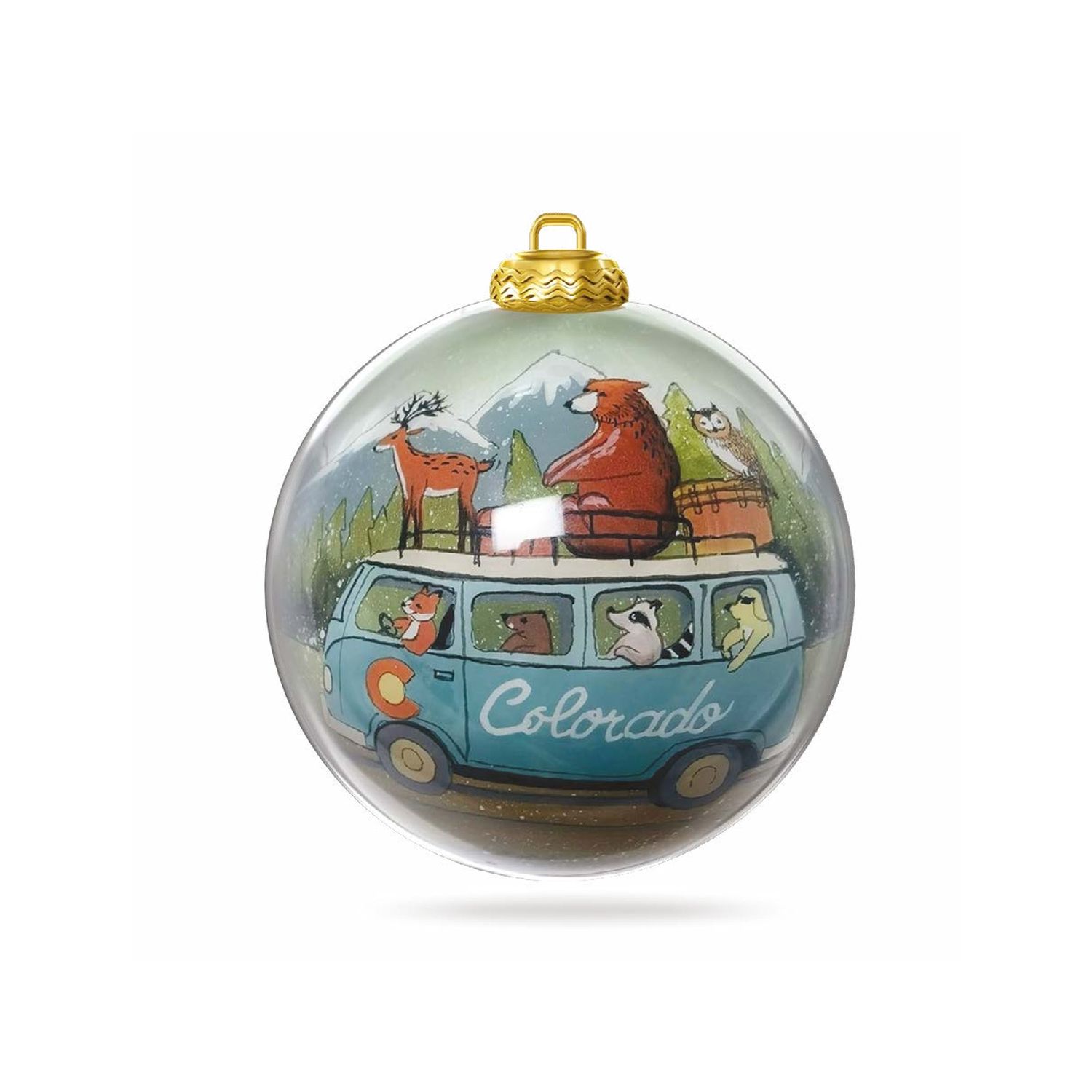 Colisco Colorado Camping Animals Hand Painted Glass Ornament, 80mm