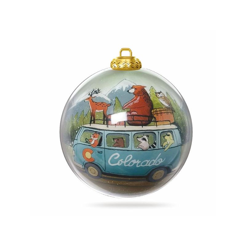 Colisco Colorado Camping Animals Hand Painted Glass Ornament, 80mm