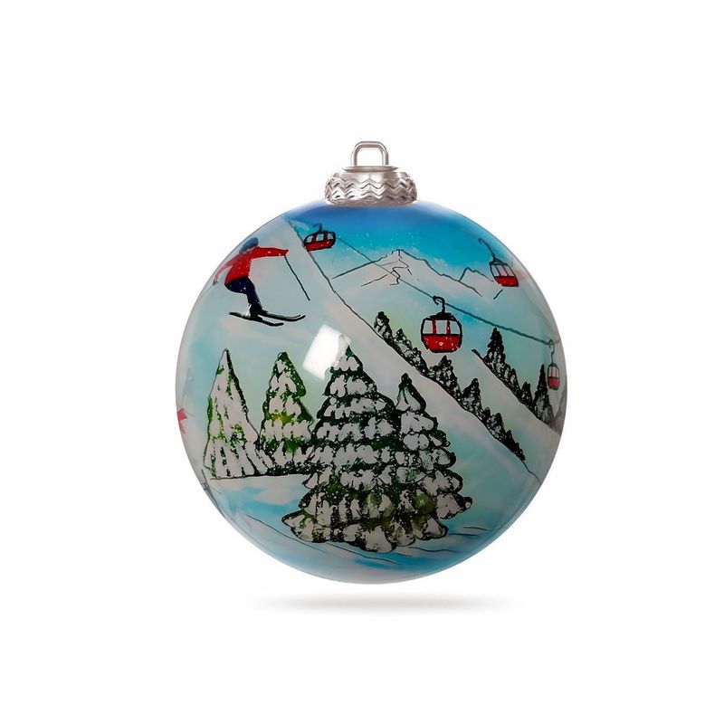 Colisco Family Ski Weekend Hand Painted Glass Ornament, 80mm