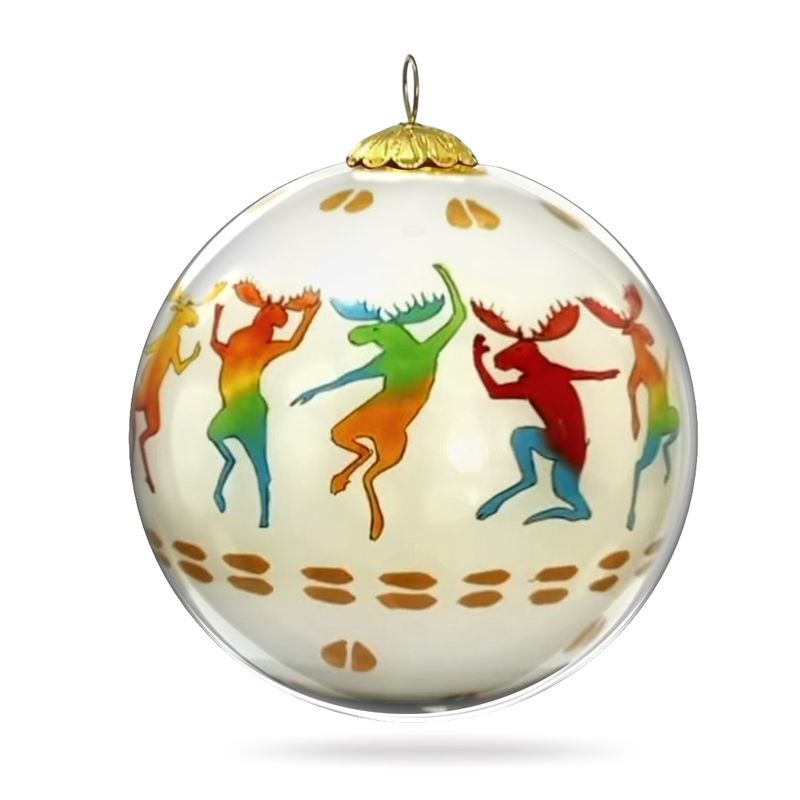 Colisco Dancing Moose Hand Painted Glass Ornament, L
