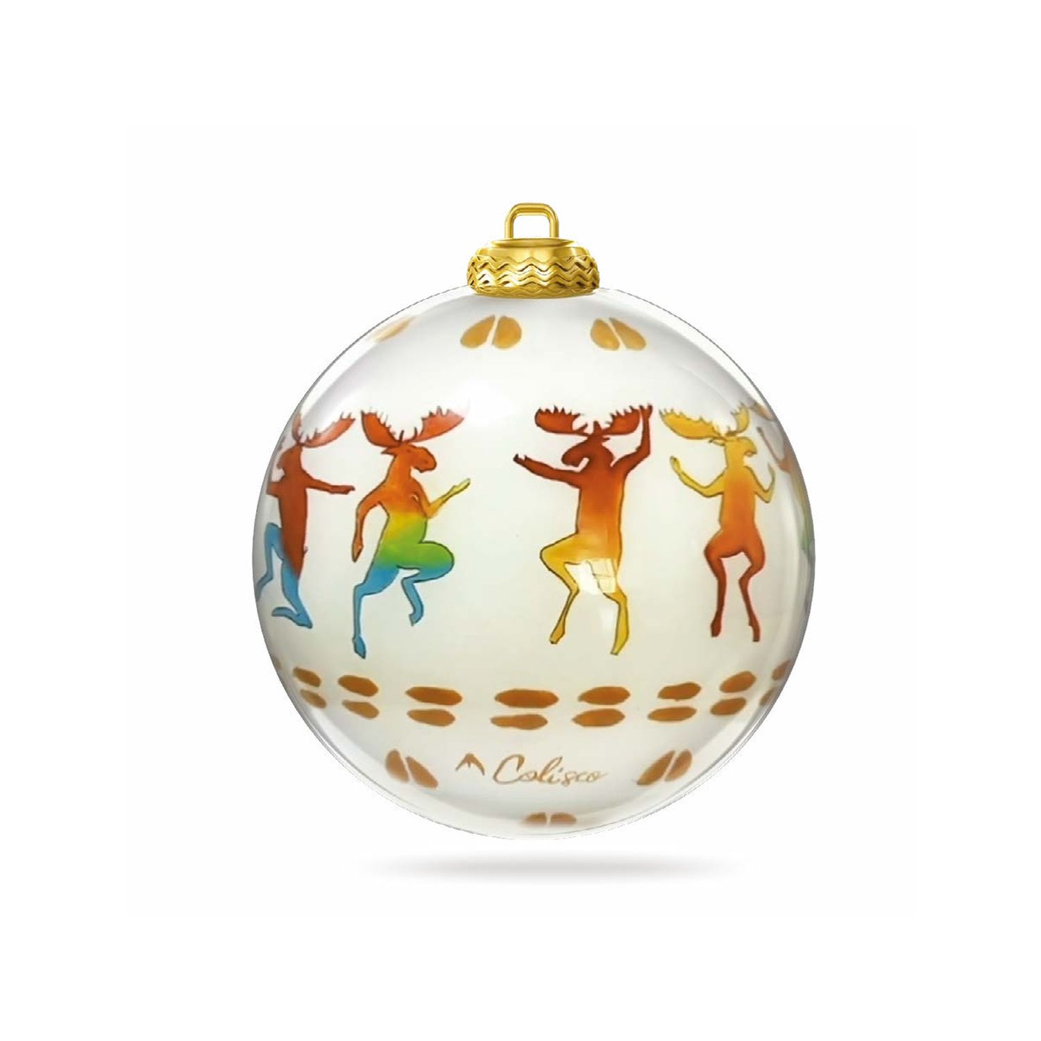 Colisco Dancing Moose Hand Painted Glass Ornament, 80mm