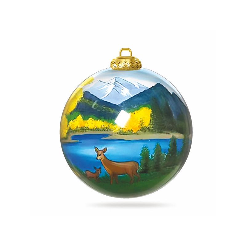 Colisco Autumn Mountain Deer Hand Painted Ornament, 80mm