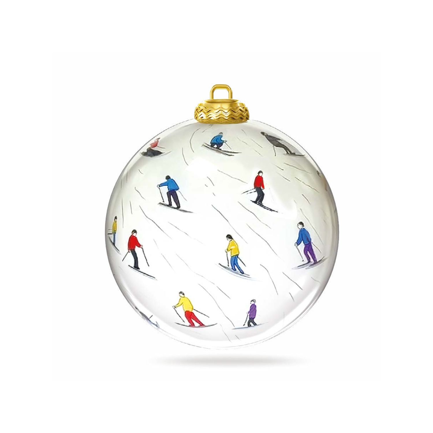 Colisco Ski Crowd Hand Painted Glass Ornament, 80mm