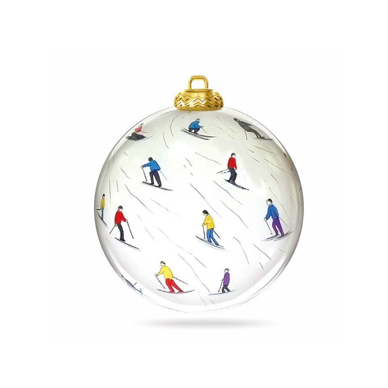 Colisco Ski Crowd Hand Painted Glass Ornament, 80mm