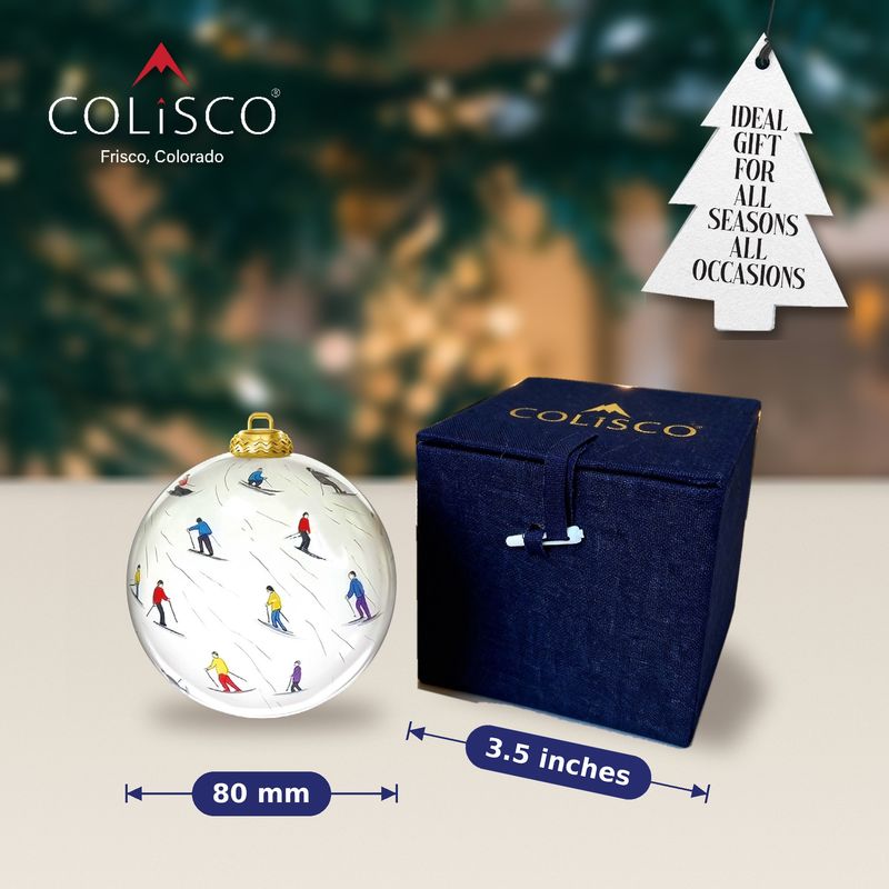 Colisco Ski Crowd Hand Painted Glass Ornament, 80mm