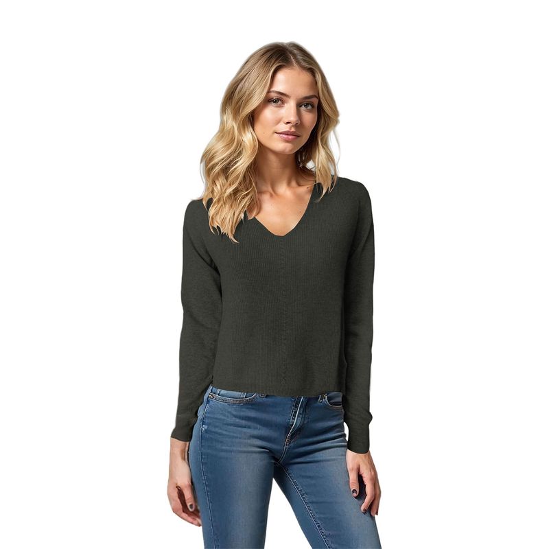 Colisco 100% Pure Cashmere  V Neck Sweater, Dark Grey