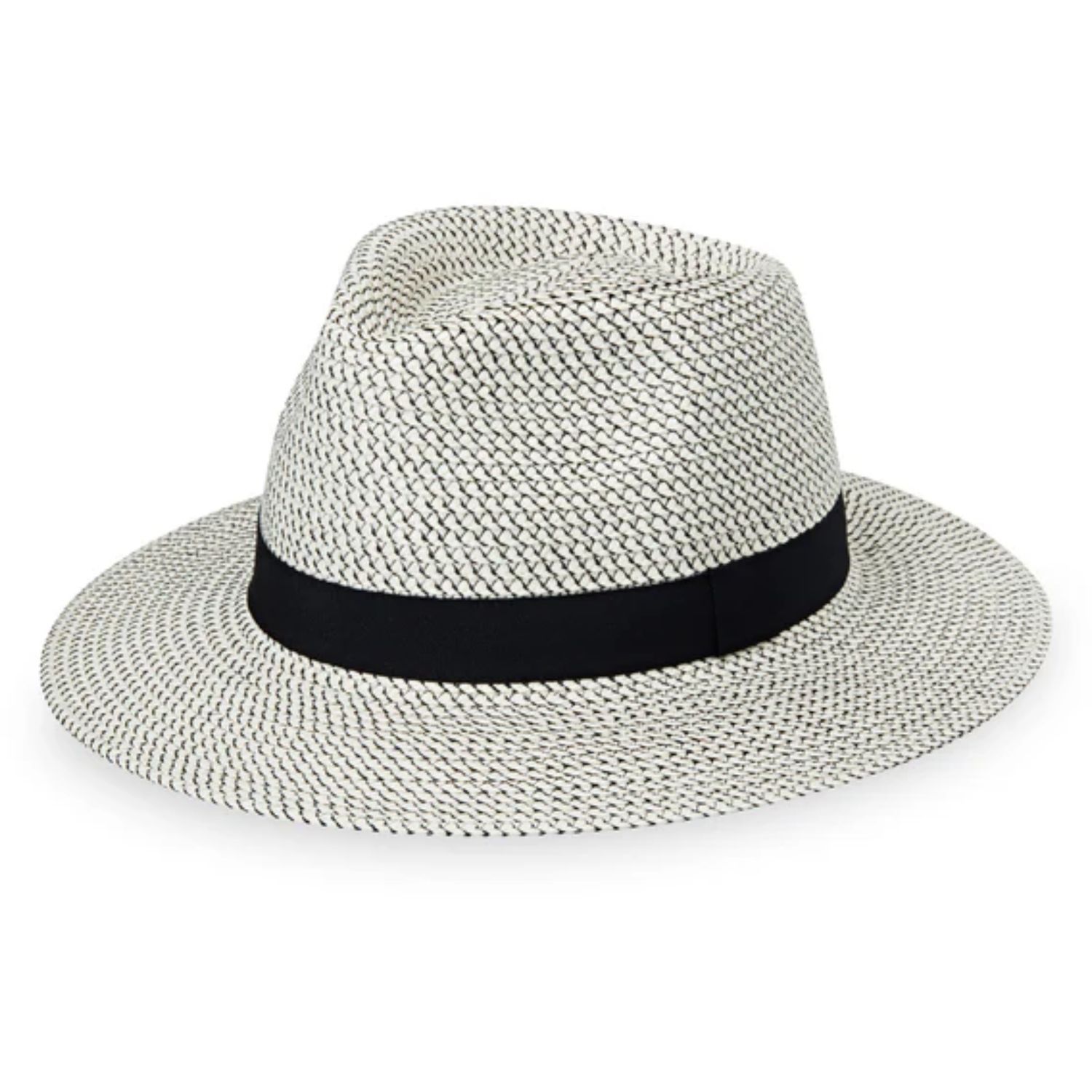 Wallaroo Women's UPF Petite Charlie Fedora Sun Hat, Color: Ivory/Black, Size: One Size