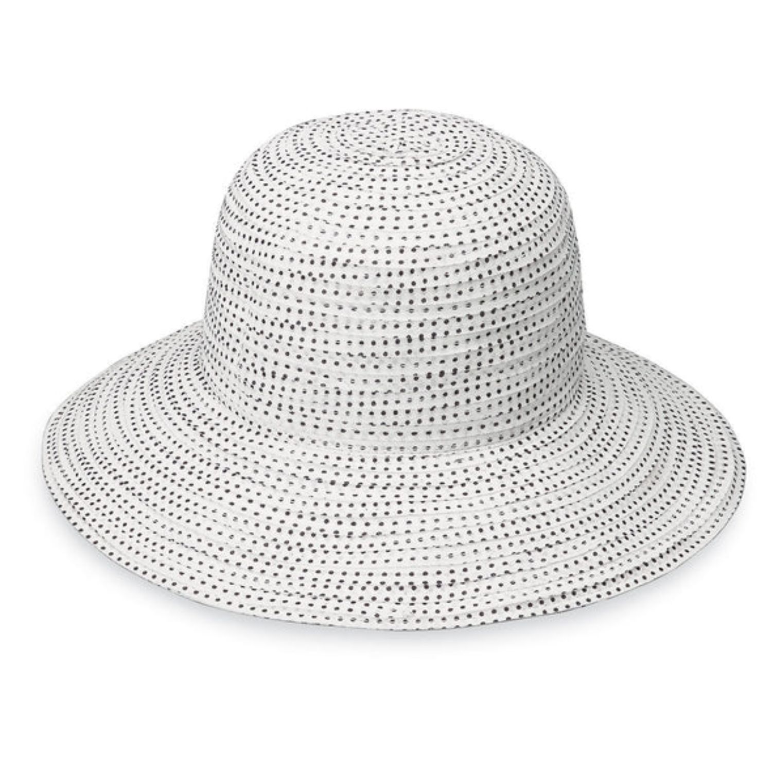 Wallaroo Women's  Petite Scrunchie Wide Brim Hat, Color: White/Black, Size: One Size