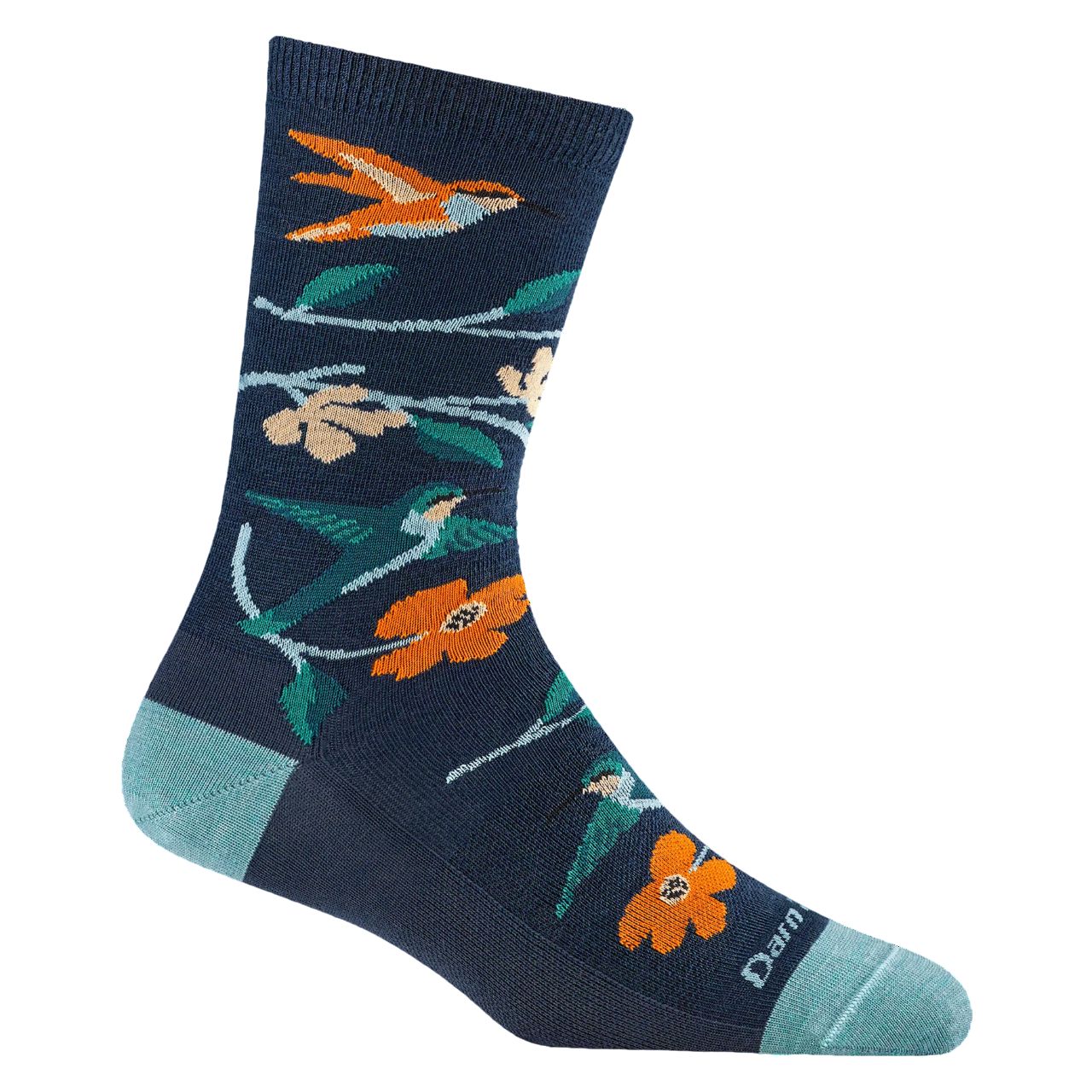 Darn Tough Women's Birds of a Feather Crew Socks, Color: Midnight, Size: Small