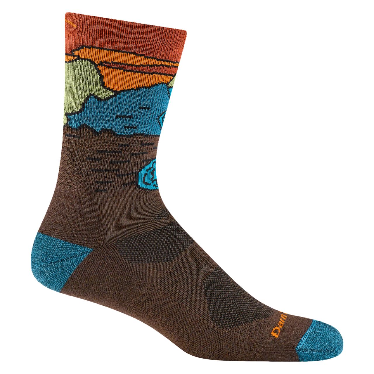 Men's Chasing Waterfalls Micro Crew Lightweight Hiking Sock, Color: Earth, Size: Medium