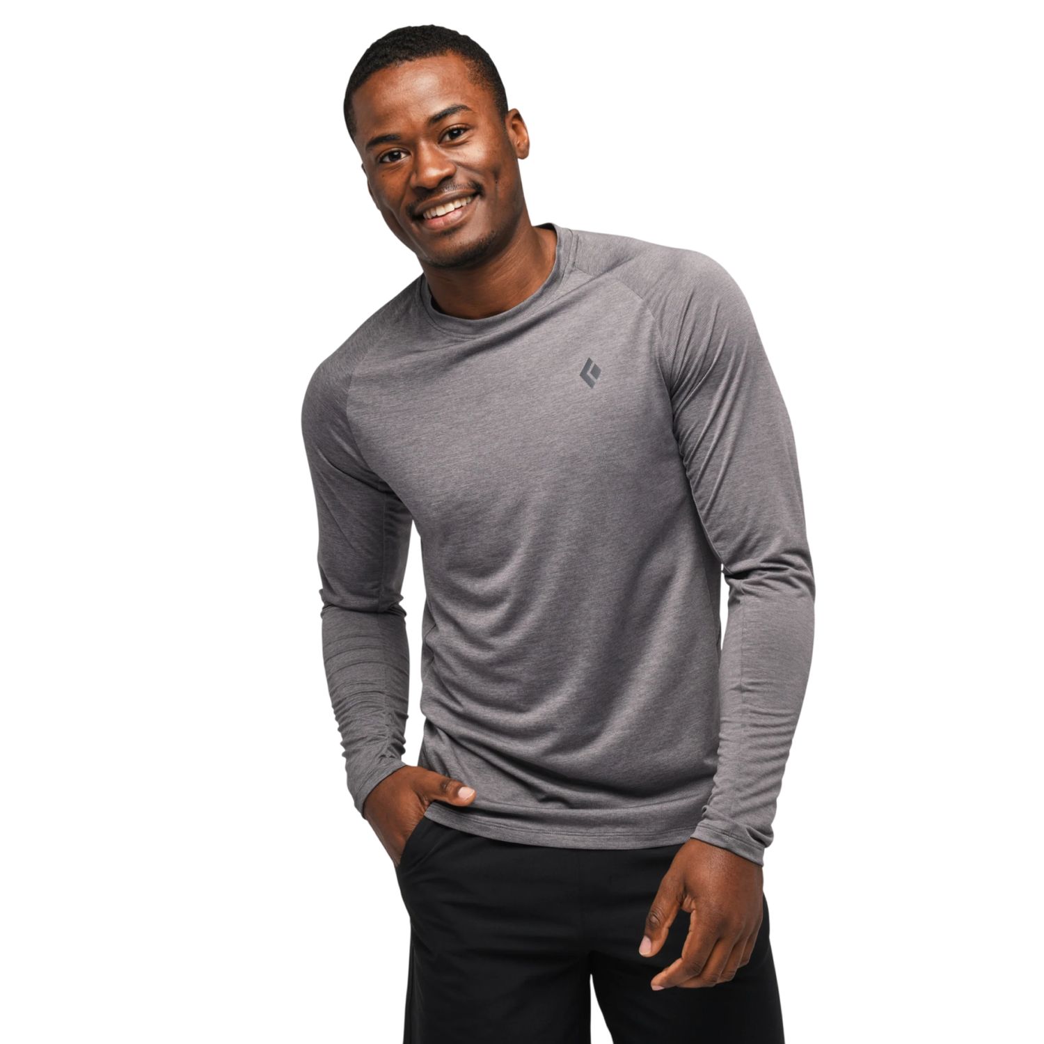 Black Diamond Men's Lightwire Long Sleeve Tech Tee, Color: Steel Grey, Size: Medium