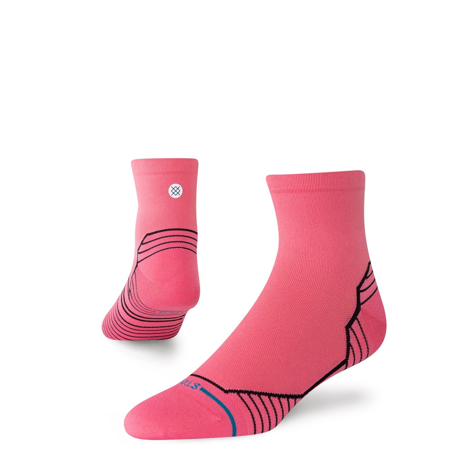Womens Variegated Ultralight Quarter Socks, Color: Pink, Size: Small