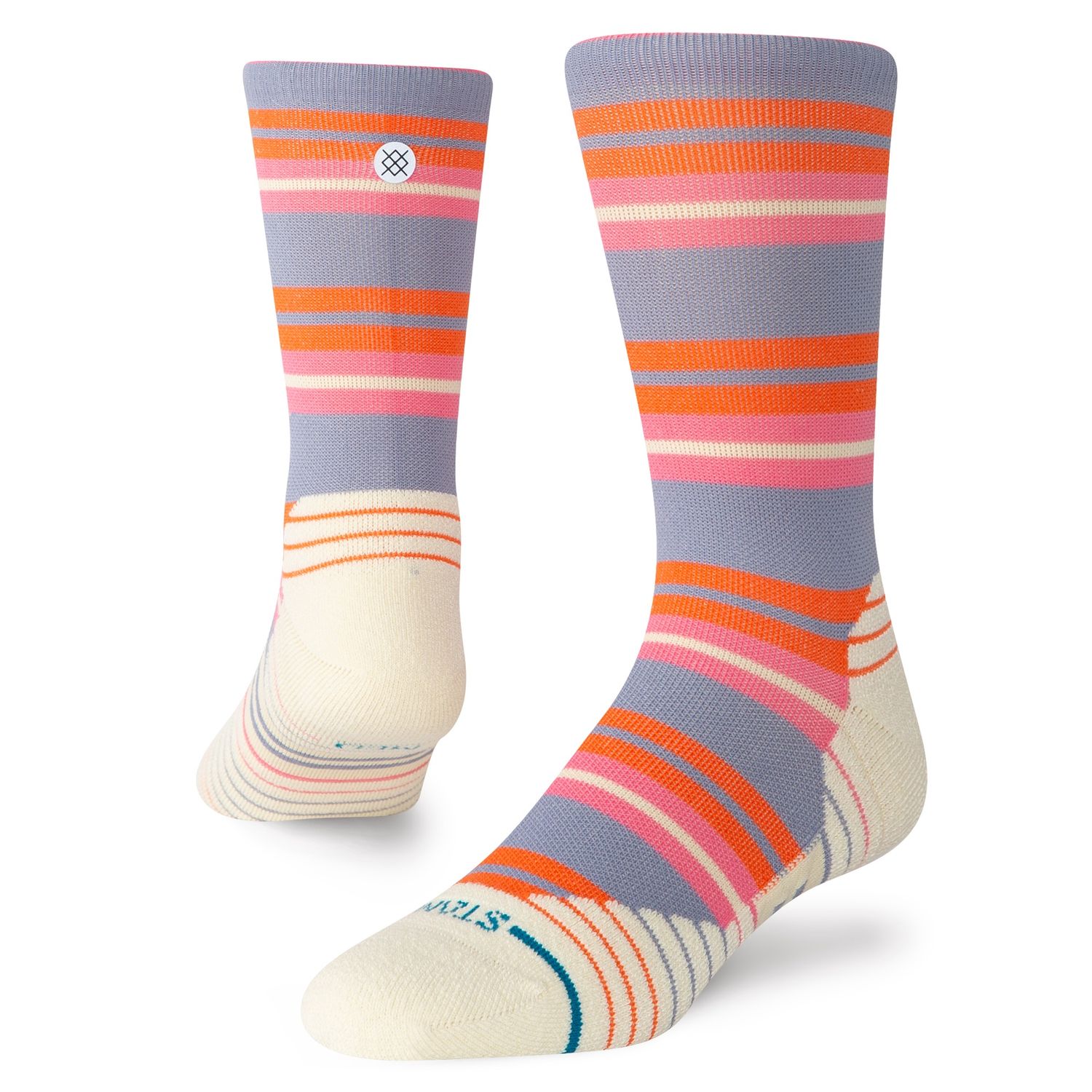 Womens Lennon Medium Performance Crew Socks, Color: Blue, Size: Small