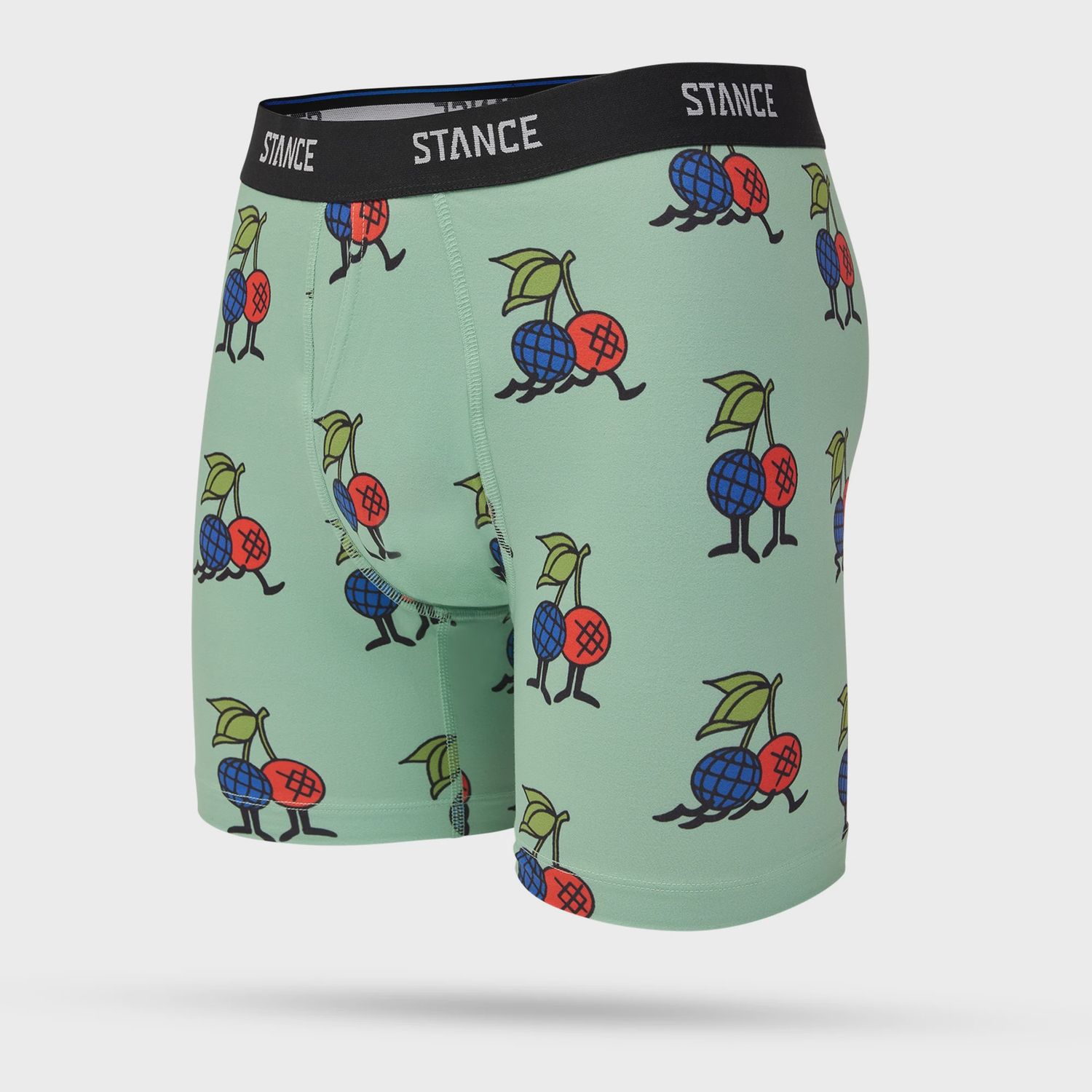 Cherries Boxer Brief Underwear, Color: Jade, Size: Small