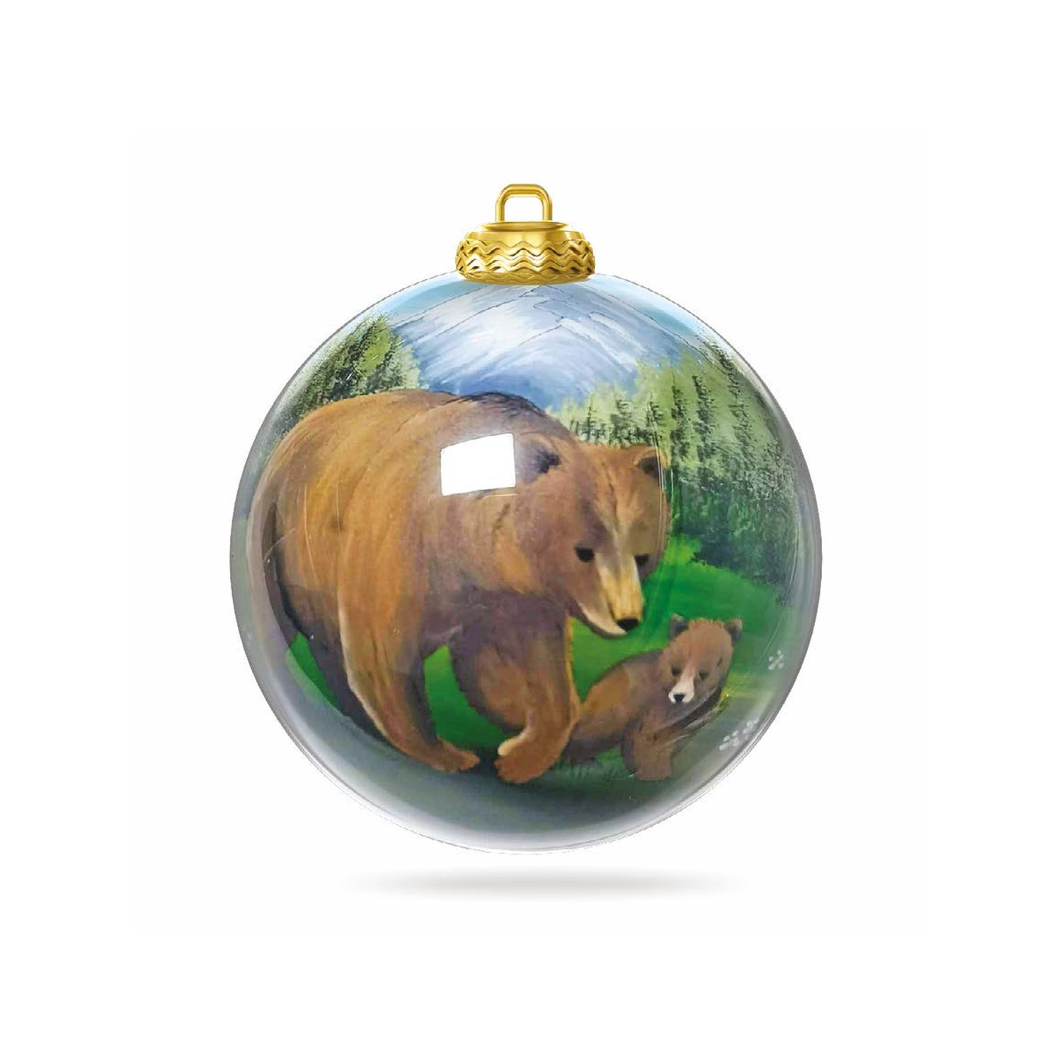 Colisco Bear &amp; Wildlife Hand Painted Glass Ornament, 80mm