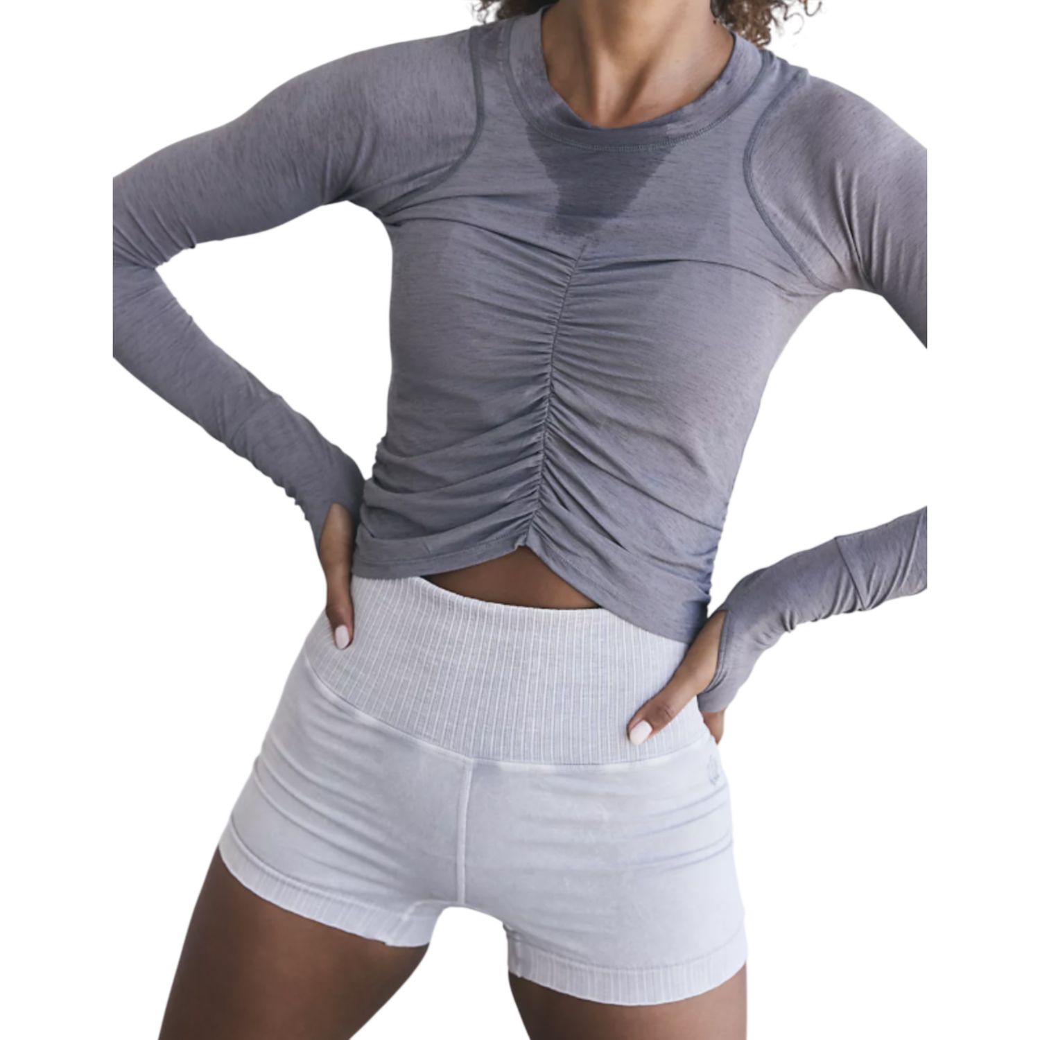 Tempo Ruched Long Sleeve, Gunmetal, Color: Gunmetal, Size: XS