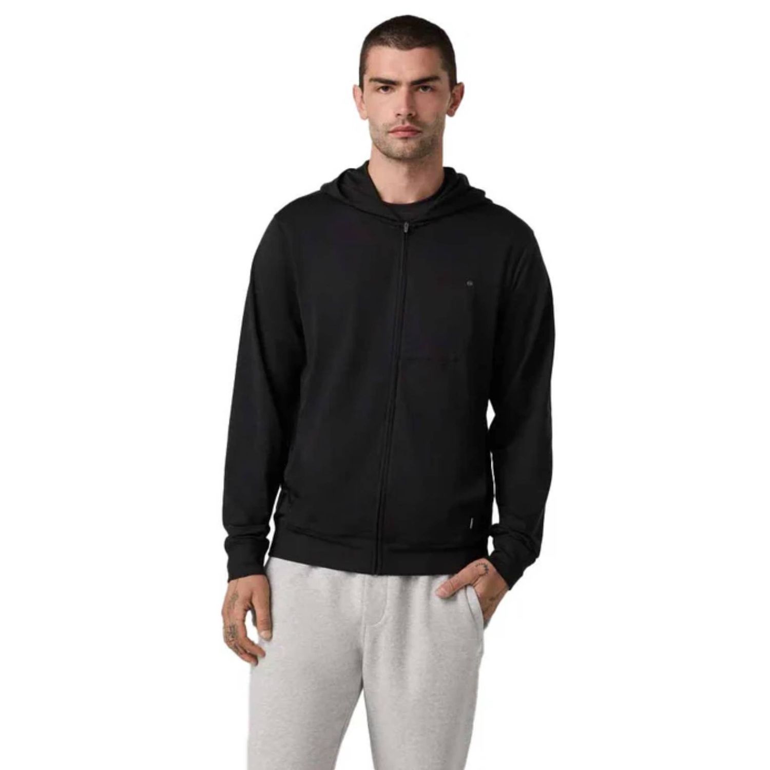 Vuori Ponto Full Zip Hoodie, Color: Black Heather, Size: S