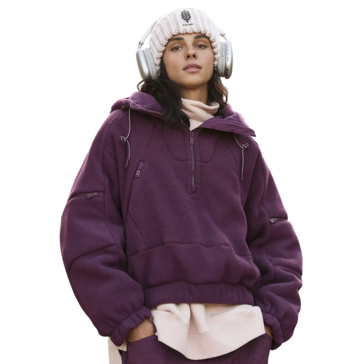 Wild And Free Fleece Pullover, Black Cherry, Color: Black Cherry, Size: XS