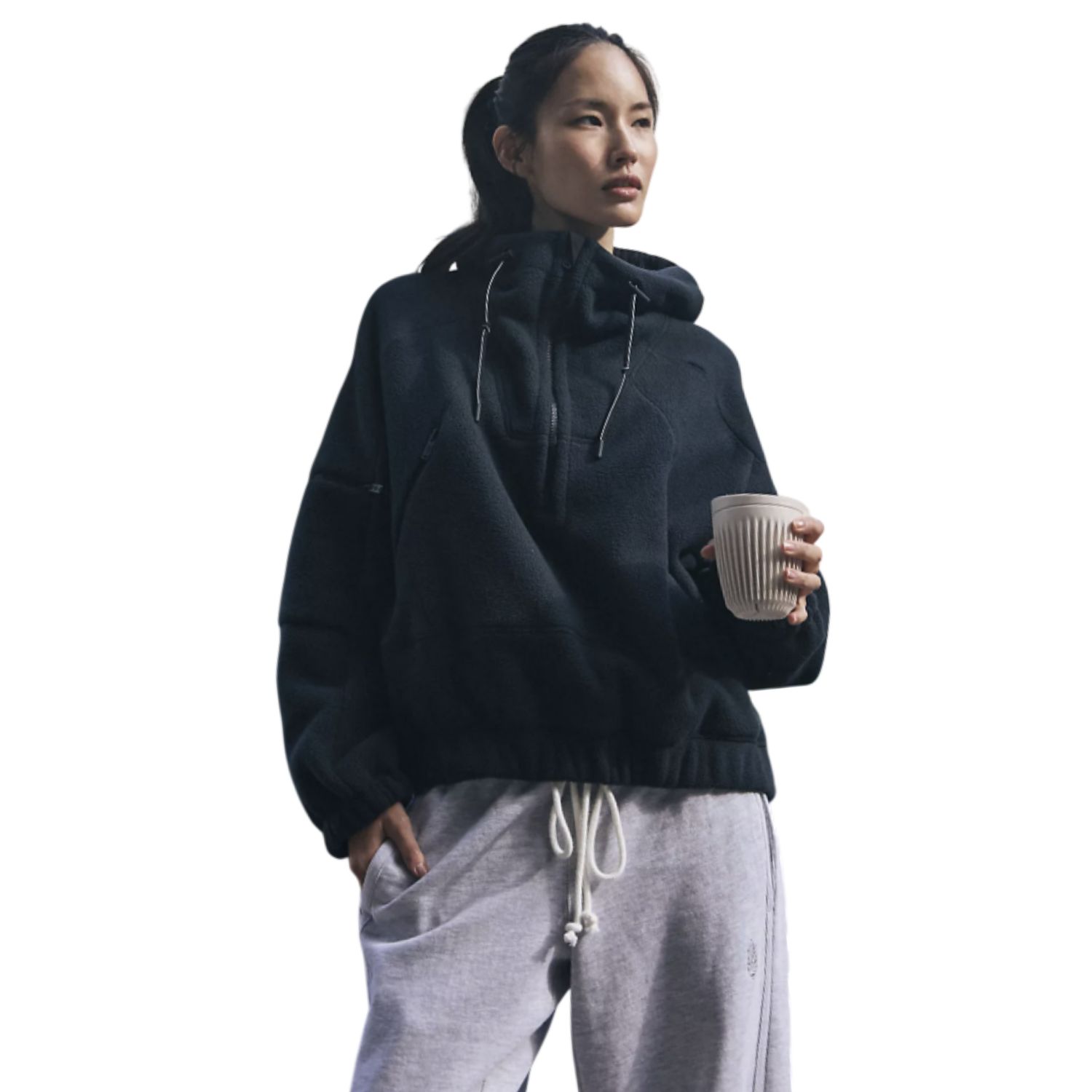 Wild And Free Fleece Pullover, Black, Color: Black, Size: XS