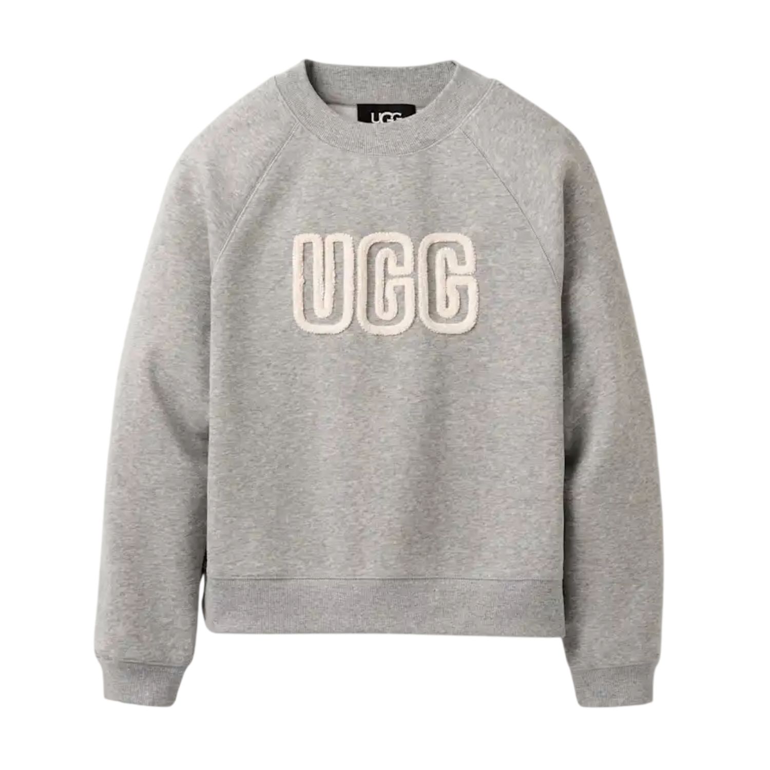 Women's UGG Logo Crewneck Sweatshirt, Grey Heather, Color: Grey Heather, Size: S
