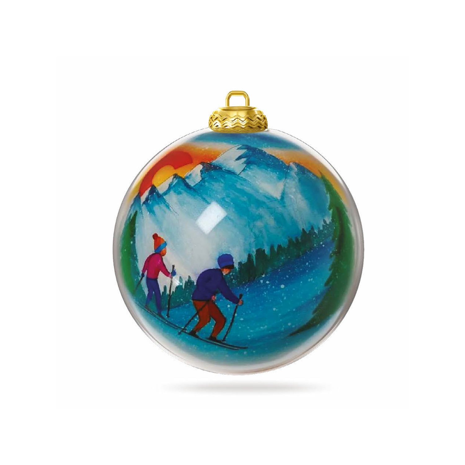 Colisco Couple Ski Colorado Hand Painted Glass Ornament, 80mm