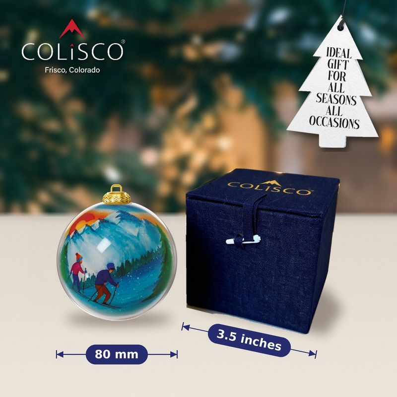 Colisco Couple Ski Colorado Hand Painted Glass Ornament, 80mm