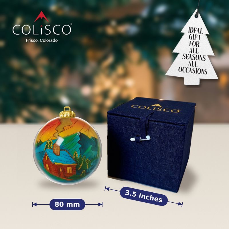 Colisco Cabin Hand Painted Glass Christmas Ornament, 80mm