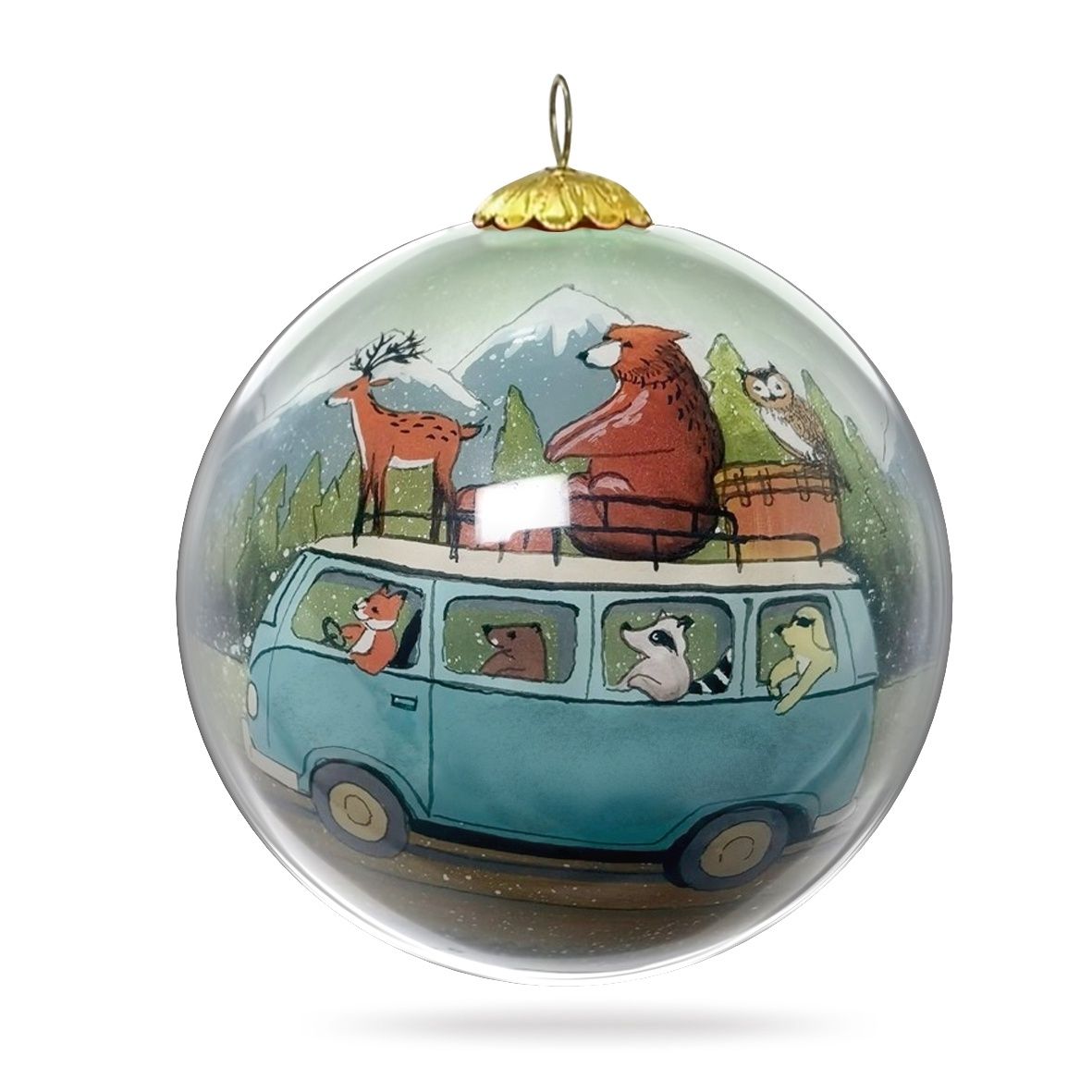 Colisco Camping Animals Hand Painted Glass Ornament